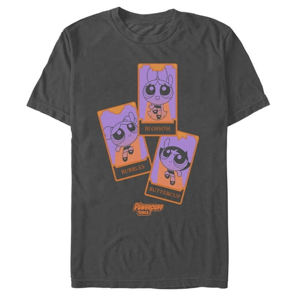 Men's The Powerpuff Girls Halloween Tarot Cards  Graphic Tee Charcoal 3X Large
