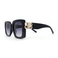 thumbnail image 3 of Womens Thick Plastic Butterfly Rectangle Designer Fashion Sunglasses Black - Smoke, 3 of 4