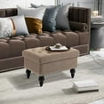 thumbnail image 3 of HOMCOM Ottoman with Storage for Living Room, 25" Storage Ottoman with Removable Lid, Button-Tufted Fabric Bench for Footrest and Seat with Wood Legs, Brown, 3 of 9