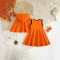 thumbnail image 6 of Rggeeun Halloween Girls Sets Cute Cape Hoodie Flower Pleated Dress Matching Sets Playground Fashion,Orange,18-24 Months, 6 of 6