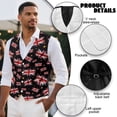 thumbnail image 6 of Yuyamidu The Union Jack Men's Suit Vest for Wedding Prom Business Formal Dress Waistcoat Vest with 3 Pockets Rose V-Neck Vests Size M, 6 of 7
