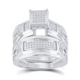 thumbnail image 2 of Sterling Silver Round Diamond Square Matching Wedding Ring Set 0.50cttw, 2 of 2