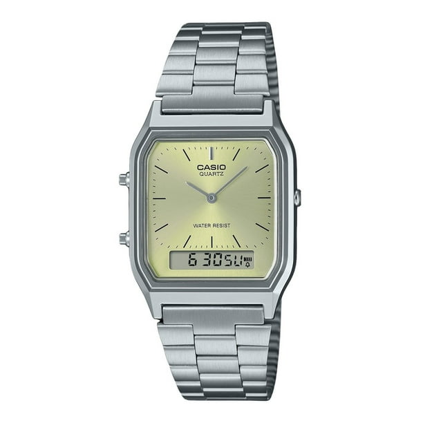 Casio Reloj Unisex Vintage Analógico Digital con Esfera Champán de Cuarzo AQ-230A-9AMQY