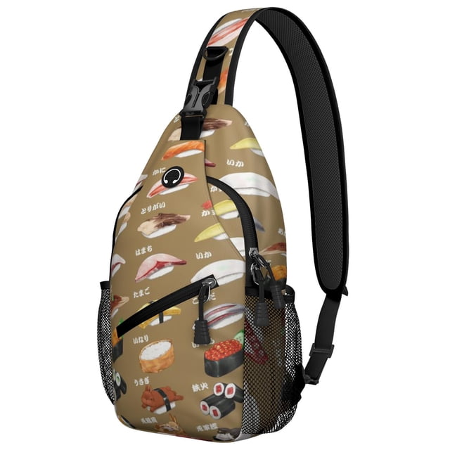 Sushi Roll Kawaii Cartoon Sushi Lightweight Travel Sling Backpack Multipurpose Durable Small Travel Backpack