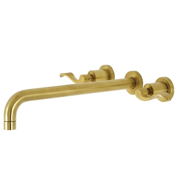 Kingston Brass KS8047DFL NuWave Two-Handle 3-Hole Wall Mount Roman Tub Faucet in Brushed Brass