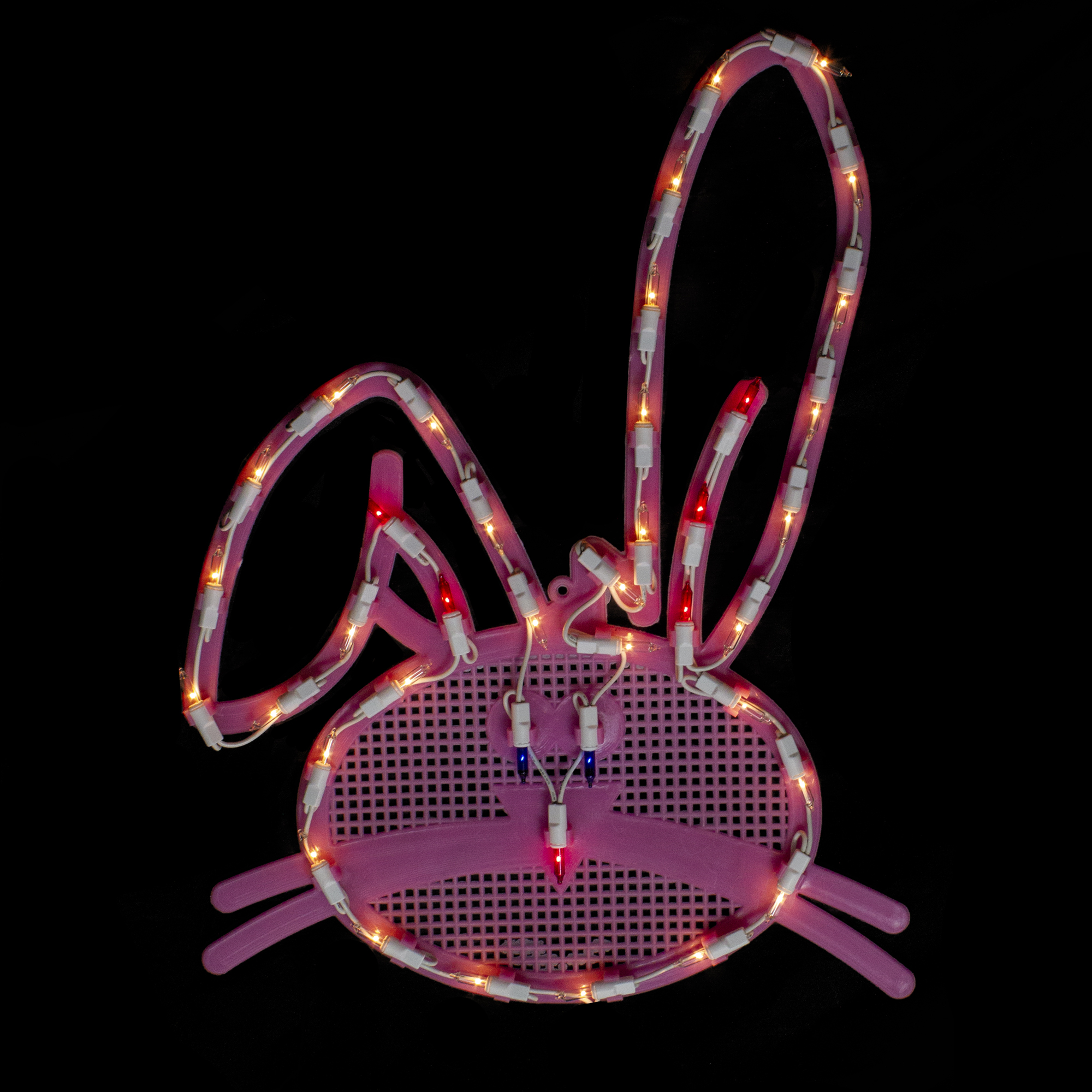 17" Lighted Pink Bunny Head Easter Window Silhouette Decoration