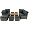 thumbnail image 5 of 9 Pieces Outdoor Patio Furniture Set Outdoor Sectional Rattan Sofa Set Manual Wicker Patio Conversation Set with Ottomans, Solid Wood Coffee Table for Yard Deck Porch(Grey), 5 of 9