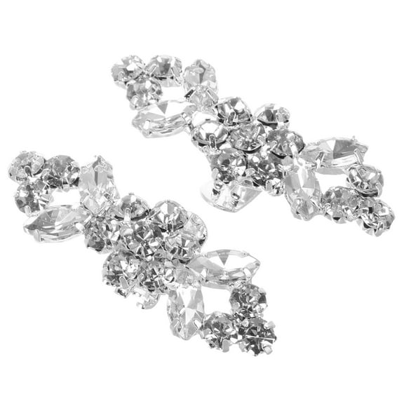 2pcs Sparkly Rhinestone Shoe Clips for Women's Shoes Decorative Bridal Accessories Silver