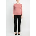 thumbnail image 3 of Catherine Malandrino Crew Neck Long Sleeve Ruched Shoulder Solid Knit Top-ASH SMOKE / XS, 3 of 3