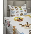thumbnail image 2 of Ambesonne Colorful Fitted & Top Sheet Set with Sham, Comic Koala Fox Faces, Multi, 2 of 4
