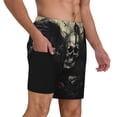 thumbnail image 2 of Rateoe Vintage Winged Rose Skull Pattern Men’s Swim Shorts with Compression Liner – Double-Layered Quick-Dry Swimwear, Comfortable & Stretchy Beach Shorts-Medium, 2 of 6