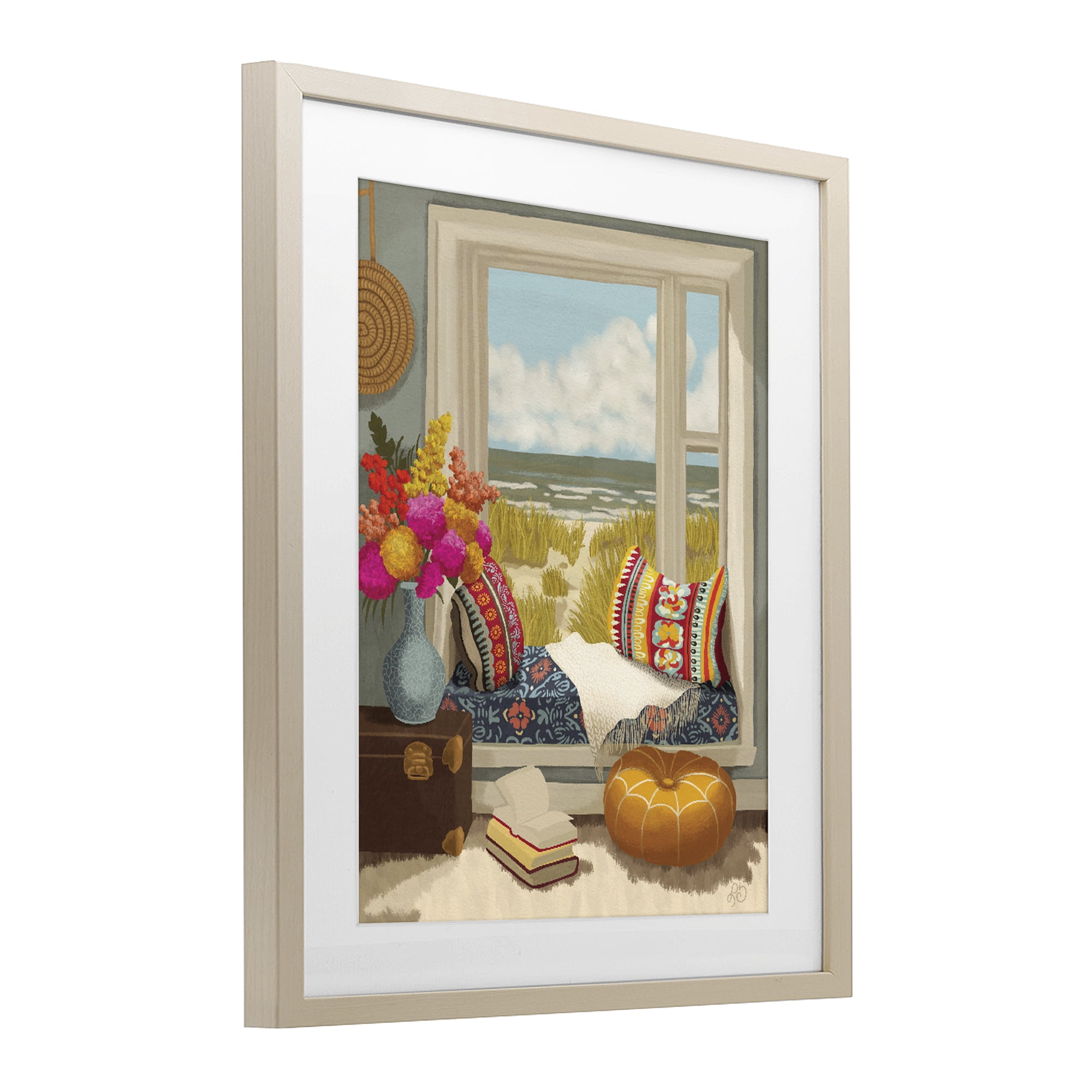 Stupell Industries Coastal Vacation Window Seat Birch Framed Print Under Glass, design by Lisa R Dumm