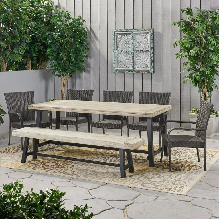 Logan Outdoor Rustic Acacia Wood Seater Dining Set with Dining