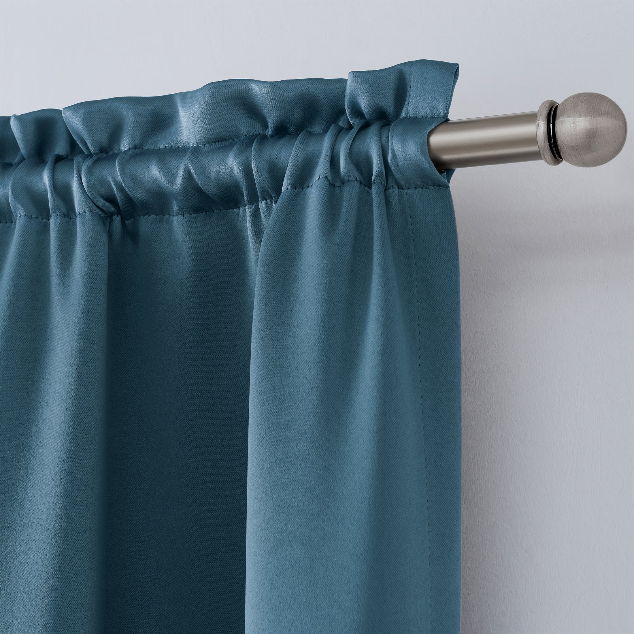 Mainstays Solid Blackout Curtain Panel Pair, Set of 2, Blue, 30"W x95"L