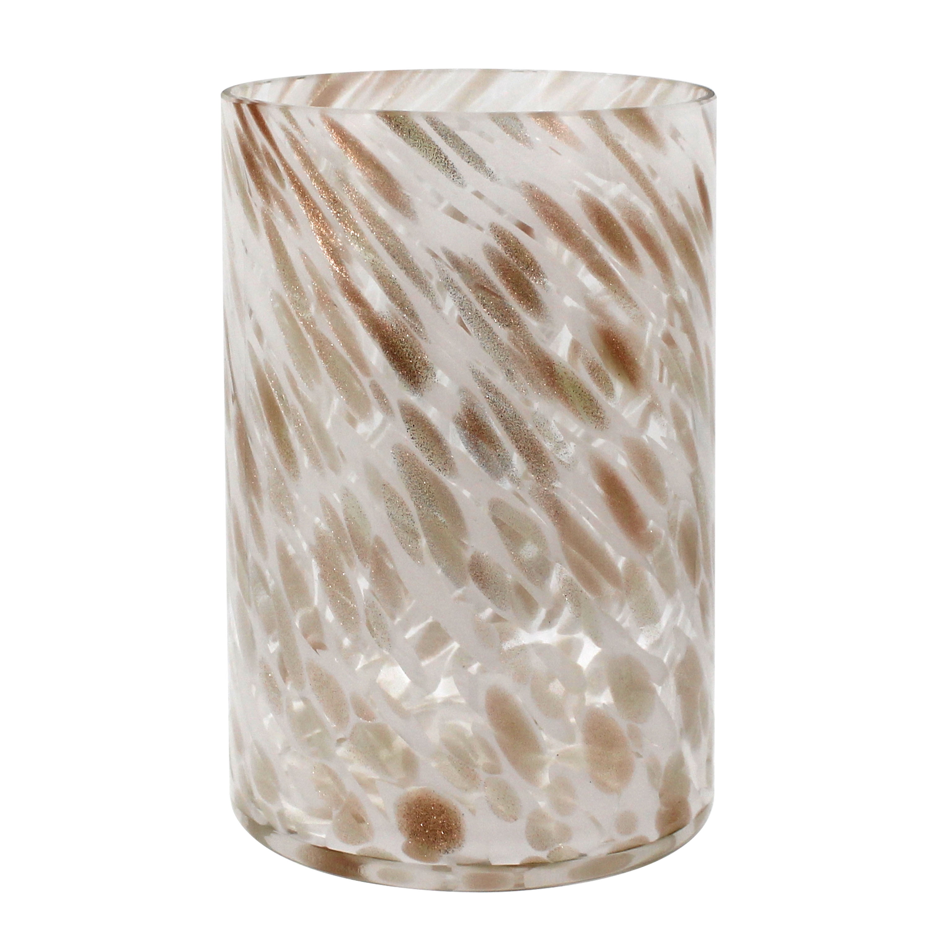 Better Homes & Gardens 4 Inch White and Gold Hurricane Candle Holder Glass