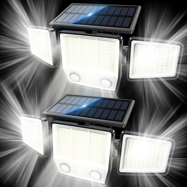 Luces solares para exteriores con sensor de movimiento MDCMDCM 3000 LM, paquete de 2