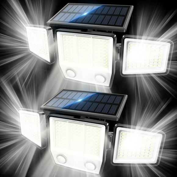 Luces solares para exteriores con sensor de movimiento MDCMDCM 3000 LM, paquete de 2