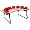 48in x 72in Interactive Children's Table Maple/Black with 8 Red Seats