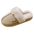 thumbnail image 4 of Womens Plush Slippers Warm Lined Slip on House Shoes Scuff Slipper Comfy Platform Memory Foam Winter Slides Beige 9, 4 of 4