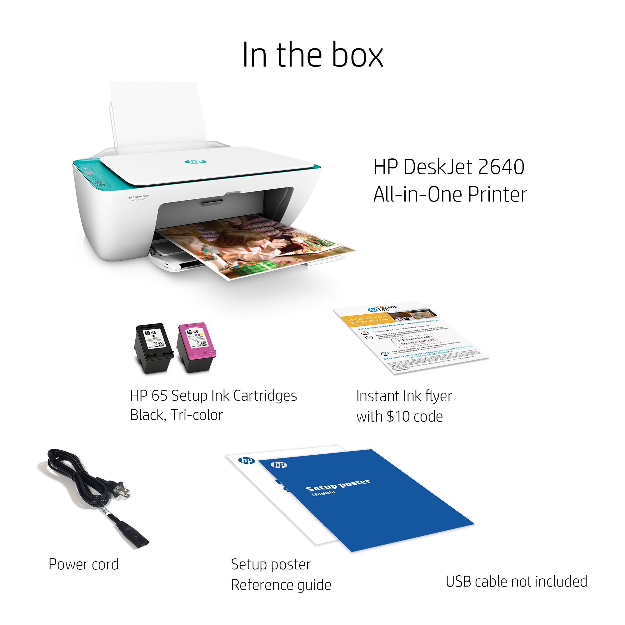 HP DeskJet 2640 All-in-One Wireless Color Inkjet Printer (White/Teal) - Instant Ink Ready - image 3 of 6