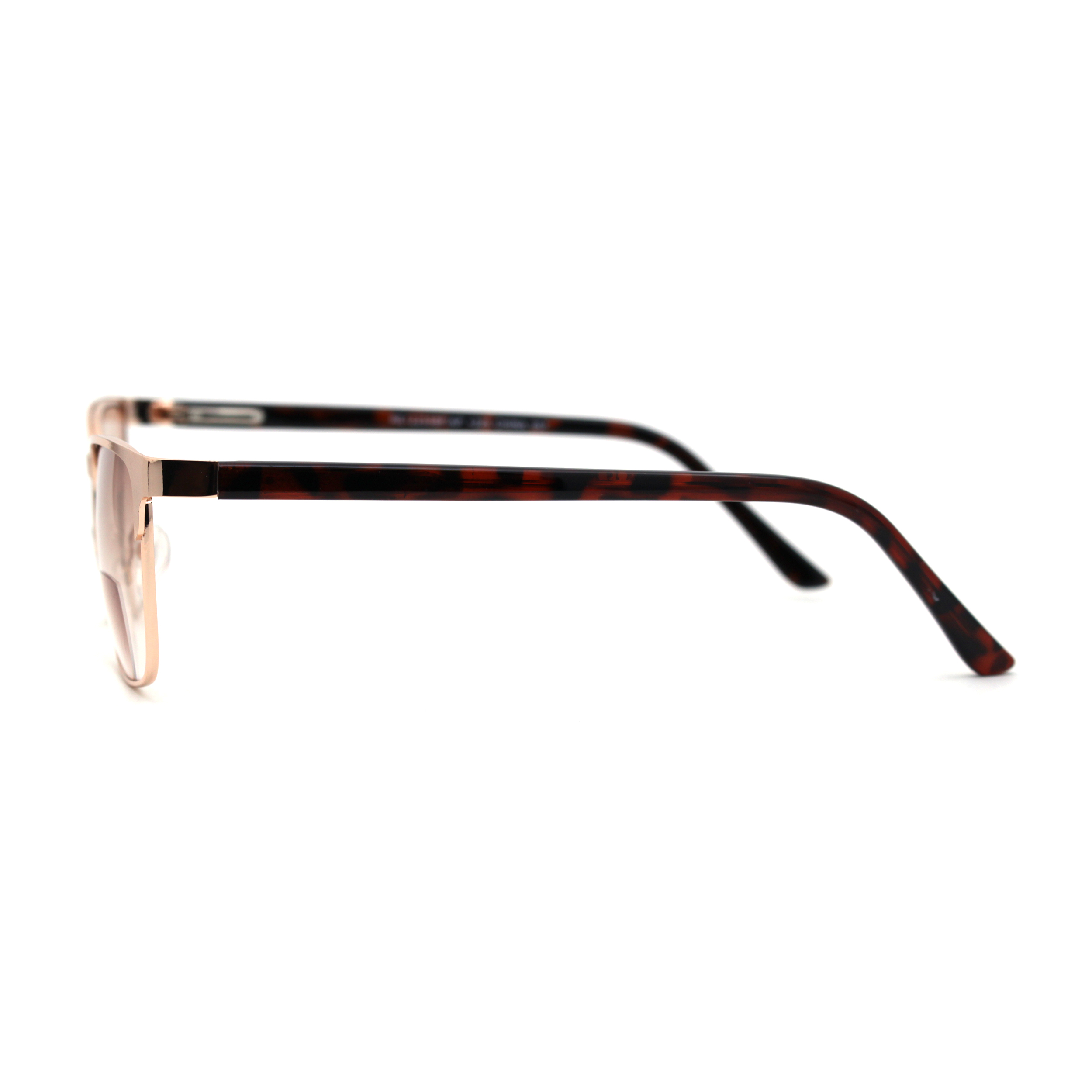 Mens Metal Half Rim Rectangular Bifocal Light Sunglasses Reader Gold +3.0 - image 3 of 4
