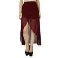 thumbnail image 1 of Bimba Jupe Asymétrique en Georgette pour Femmes, Demi-Doublée, Asymétrique Haute-Basse, Jupe Transparente, 1 of 6