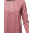 thumbnail image 4 of A2Y Women's Premium Solid Long Sleeve Dolphin Hem Shell Button Henley Top Shirt Dusty Rose L, 4 of 6