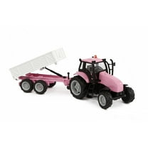 Kids Globe 1:32 scale Pink tractor with trailer diecast with light and sound
