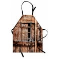 thumbnail image 1 of Rustic Apron Abandoned Damaged Oak Barn Door with Iron Hinges and Lateral Cracks Knock Theme, Unisex Kitchen Bib Apron with Adjustable Neck for Cooking Baking Gardening, Pale Rosewood, by Ambesonne, 1 of 3