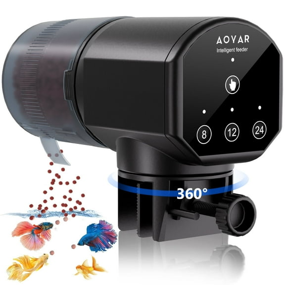 RUNACC Automatic Fish Feeder 200ml Large Capacity Timer Moisture-Proof Battery Powered Auto Feeder