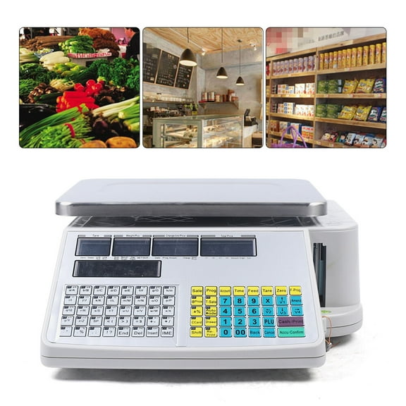 110V Digital Scale Price Computing Retail Meat Weigh Scale Label Printer 30Kg/66lbs for Supermarkets