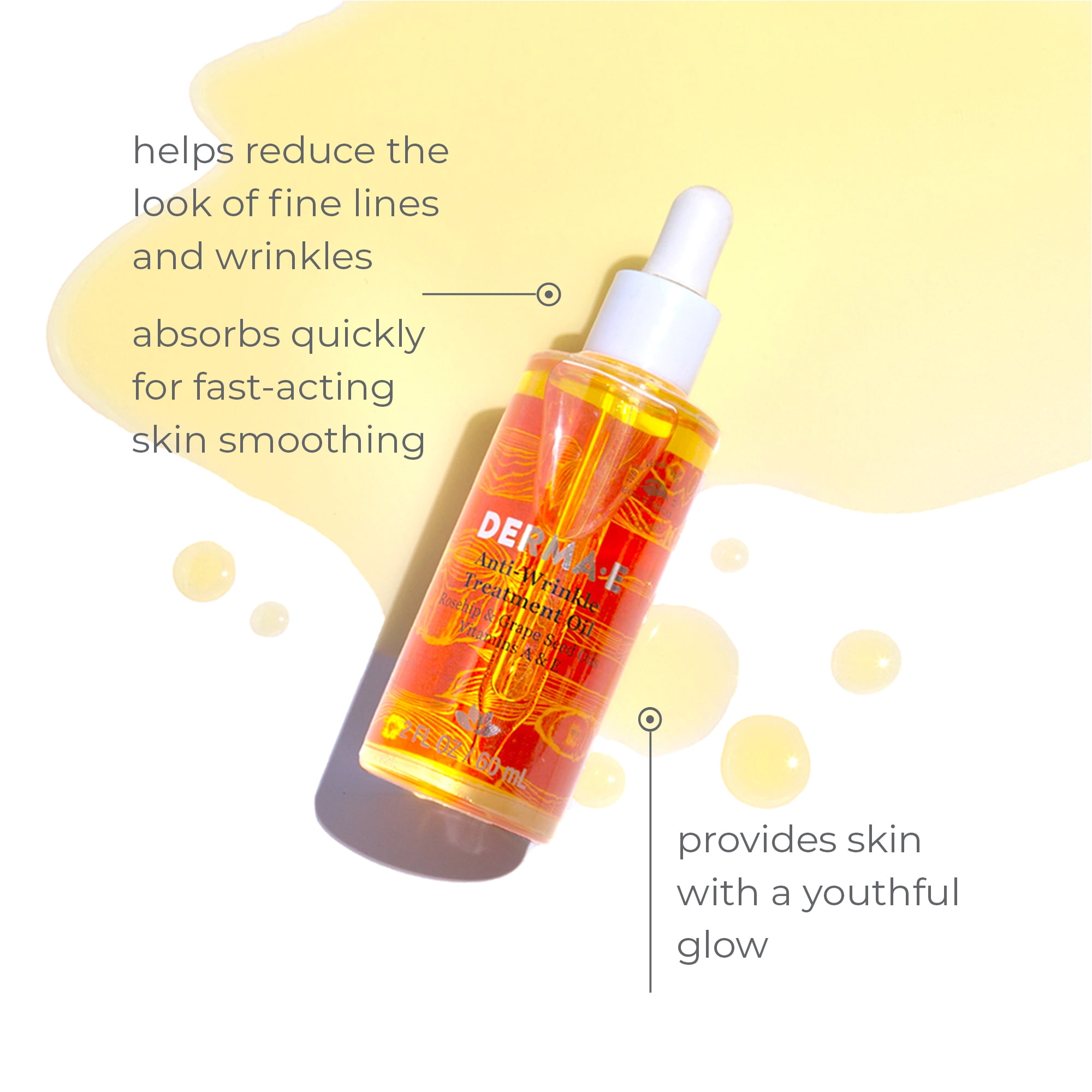 Derma E Anti-Wrinkle Retinol Facial Oil with Rosehip, Grape Seed, Vitamin E, Vegan Skin Care, 2 oz