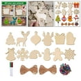 thumbnail image 4 of 24x Christmas Embellishments Wood Pieces Slices Cutouts Wood Shapes Predrilled Unpainted Unfinished Wood Shapes for Wedding DIY Signs Crafts, 4 of 10