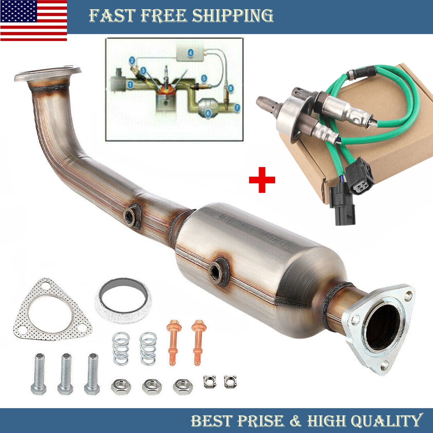 Catalytic Converter with Up&Downstream O2 Sensor for 0709 Honda CRV CR