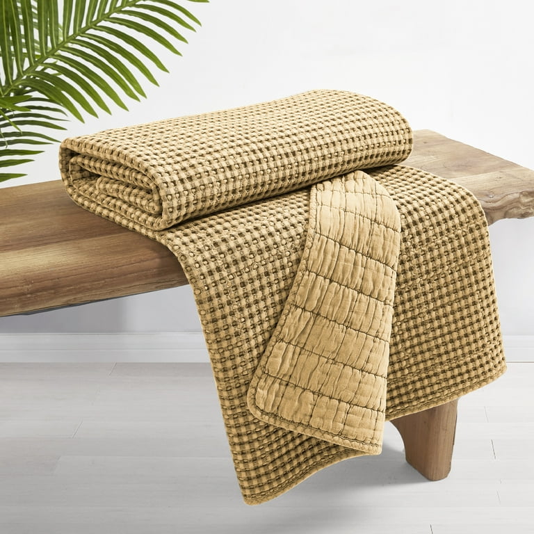 Ochre waffle throw hot sale