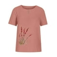 thumbnail image 4 of Royisotas Pink Tops for Women Casual Short Sleeve Summer Womens Shirts Floral Gaphic Button Crew Neck Womens Tshirt, 4 of 4