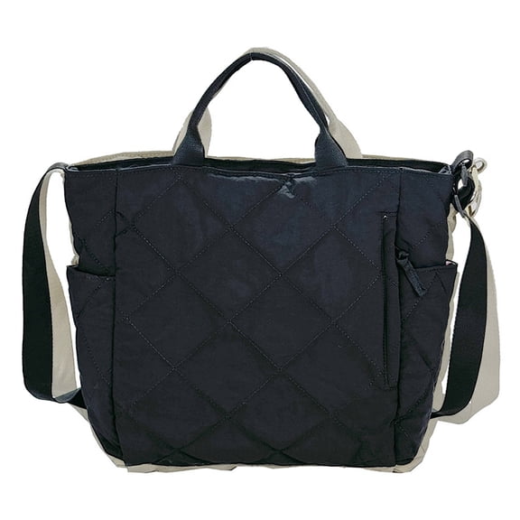 DGMIOCS Puffer Tote Bag Women Quilted Crossbody Handbag Lattice Padded Puffy Purse Casual Satchel Bag Black