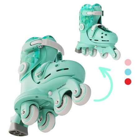 Yvolution Twista Kids Skates, Adjustable Modes, Kids Size 7J-11J, One Pair, Unisex, Green