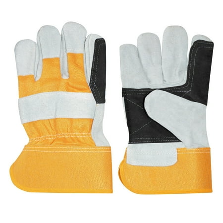 

Surtek Gray and Yellow One-Size-Fits-All Cow Hide and Canvas Gloves