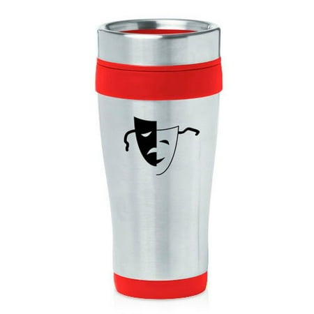 

16oz Insulated Stainless Steel Travel Mug Comedy Tragedy Drama Mask (Red)