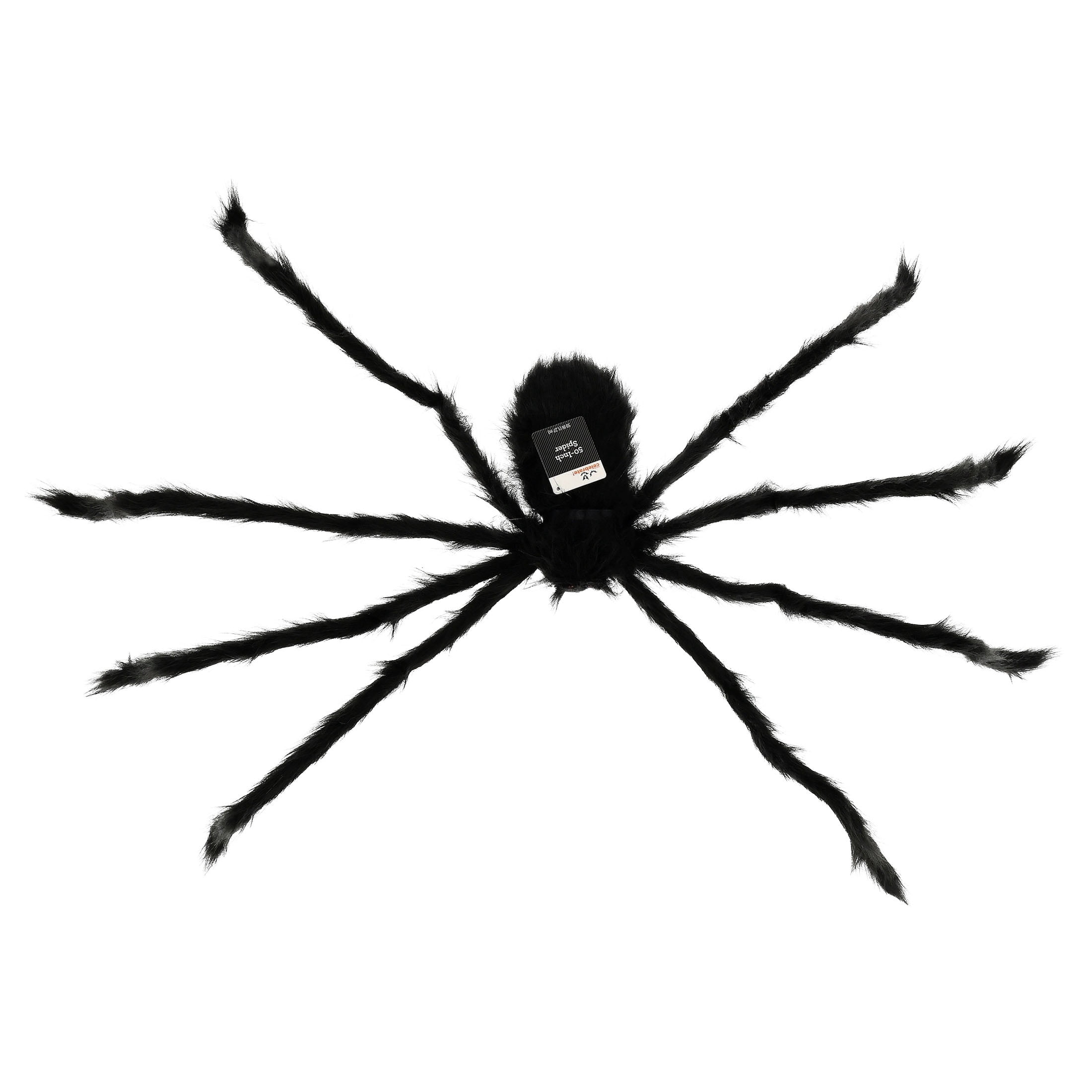 Furry Spider Decoration, Black, 50", Halloween by Way To Celebrate