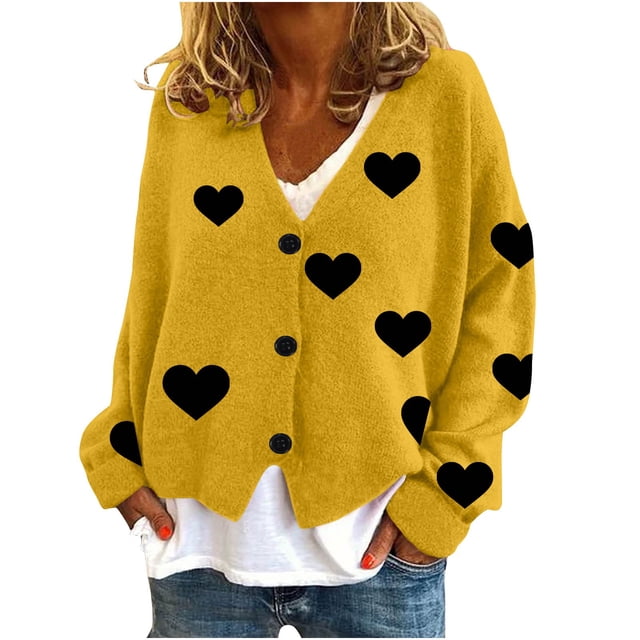 Jgppe Women's Drop Shoulder Cardigans Long Sleeve Button Front Cute Soft Loose Sweater Coat