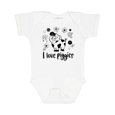 

Inktastic I Love Piggies Cute Pig and Flowers Boys or Girls Baby Bodysuit