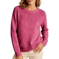 thumbnail image 2 of IUYRTFE Women's Round Neck Rhinestone Embellished Knit Sweater – Long Sleeve Crew Neck Pullover Top for Fall Winter Casual Daily Wear, 2 of 9