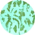 thumbnail image 1 of Ahgly Company Machine Washable Indoor Round Abstract Turquoise Blue Modern Area Rugs, 8' Round, 1 of 4