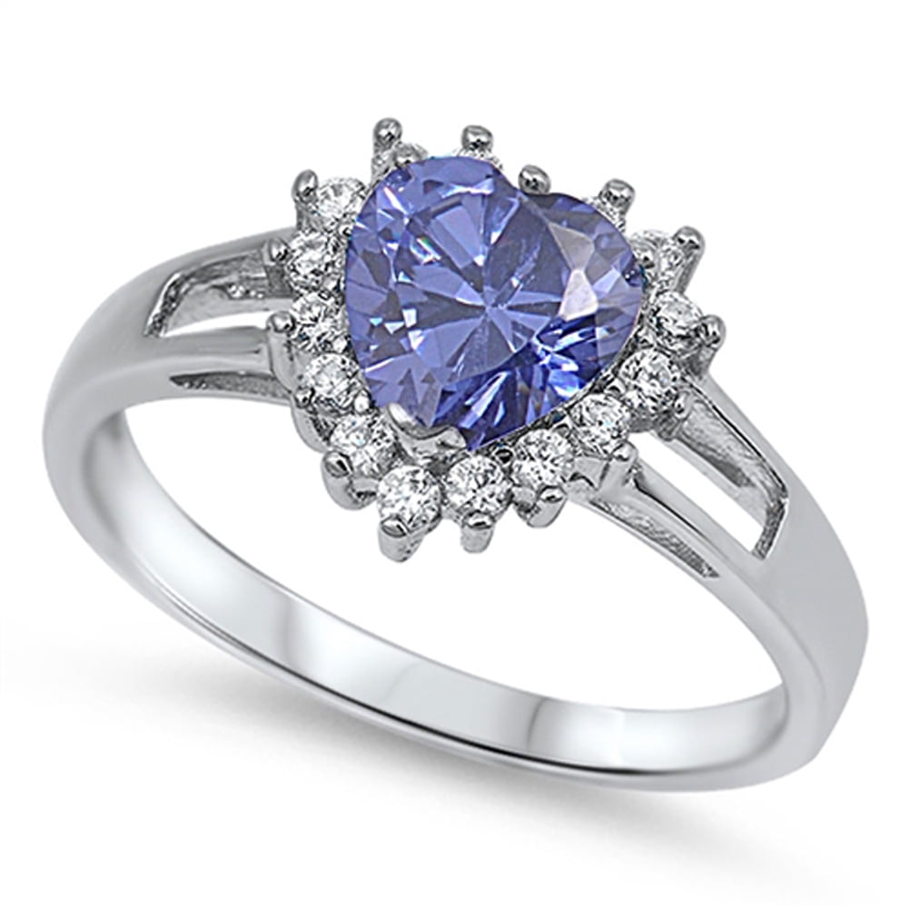 CHOOSE YOUR COLOR Clear CZ Heart Love Promise Ring .925 Sterling Silver Band White Female Size 7