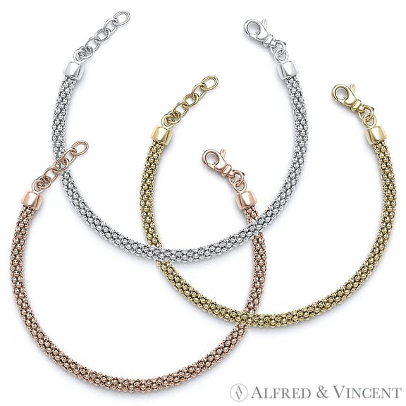 4.5mm Popcorn Link Chain Bracelet w/ Lobster-Claw Clasp in .925 Sterling Silver