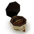 thumbnail image 2 of Immaculate 30 Note Ivory Stain Octagonal Music Jewelry Box with Rose and Butterfly Inlay - Dance with My Father Again, 2 of 2