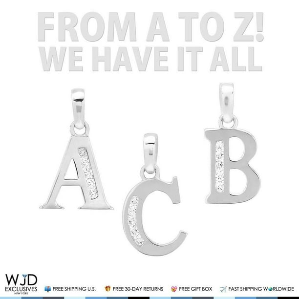Wjd Exclusives 14k White Gold 0 ct Created Diamond Initial Alphabet Letter Pendants A Z Walmart Com Walmart Com