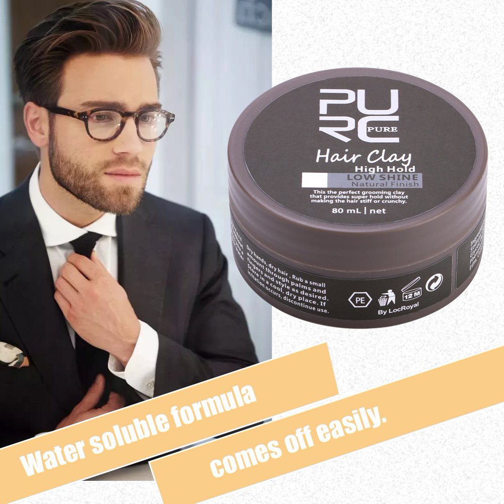 Tebru 80ml Men Hair Cement Clay Hair Styling Wax High Hold Natural Low